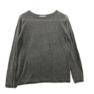 Zara Lightweight Sweater Womens S Gray Thin Knit Crewneck Elbow Patch Relaxed